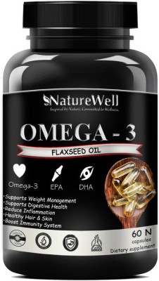 Naturewell Organics Premium Flax Seed Oil 500mg Omega 3(60 No)