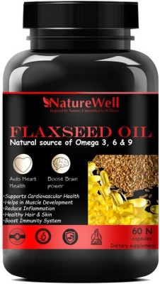 Naturewell Premium Flaxseed extract capsules Omega 369 60 capsules (Triple Strenth) (Red)(60 No)