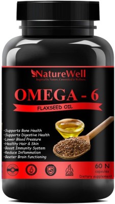 Naturewell Premium Flaxseed extract capsules Omega 6 - 60 capsules (Red)(60 No)