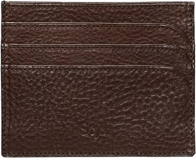 Stjx Men Brown Genuine Leather Card Holder(7 Card Slots)
