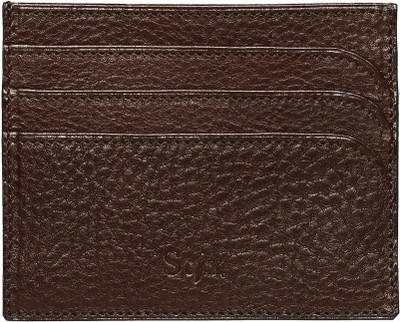 Stjx Men Brown Genuine Leather Card Holder(7 Card Slots)