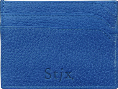 Stjx Men Blue Genuine Leather Card Holder(7 Card Slots)