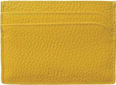 Stjx Men Yellow Genuine Leather Card Holder(7 Card Slots)