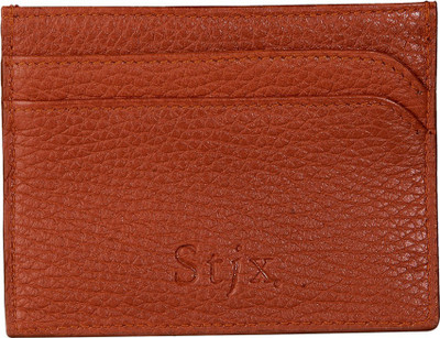 Stjx Men Orange Genuine Leather Card Holder(7 Card Slots)