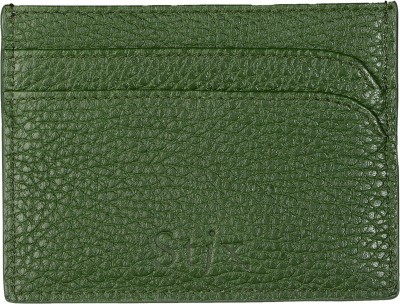 Stjx Men Green Genuine Leather Card Holder(7 Card Slots)