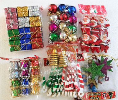 Craftypanda Christmas Tree Decoration combo set Topper Ornaments Pack of 76