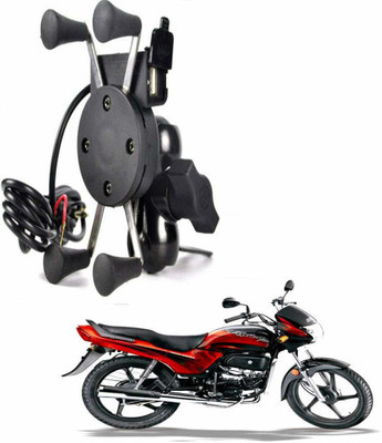 Naturalcreations Multi functional USB mobile Holder with Charger Bike Mobile Holder(Black)