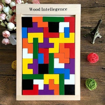 vulternic Wood Intelligence Brain Games Building Blocks 40 Pcs Educational Toy, Children's Puzzle Board Game(40 Pieces)