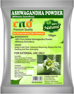 RND Ashwagandha Powder 100 grams (Withania somnifera) Powder Powder(100 g)