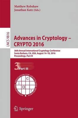 Advances in Cryptology - CRYPTO 2016(English, Paperback, unknown)