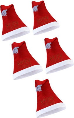 ME&YOU Printed Santa Cap Cap(Pack of 5)