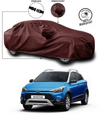 ANTHUB Car Cover For Hyundai i20 Active (With Mirror Pockets)(Maroon)