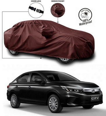 ANTHUB Car Cover For Honda City ZX (With Mirror Pockets)(Maroon)