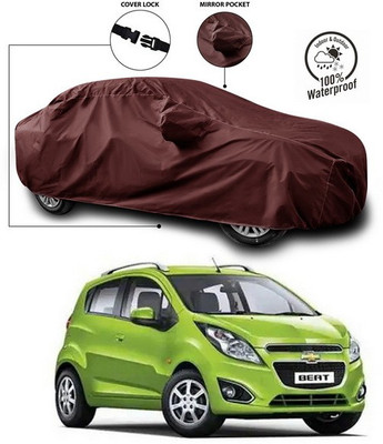ANTHUB Car Cover For Chevrolet Beat (With Mirror Pockets)(Maroon)