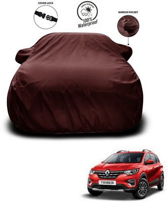 SEBONGO Car Cover For Renault Triber (With Mirror Pockets)(Maroon)