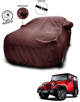 SEBONGO Car Cover For Mahindra Thar (With Mirror Pockets)(Maroon)