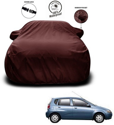 SEBONGO Car Cover For Chevrolet Aveo Uva (With Mirror Pockets)(Maroon)