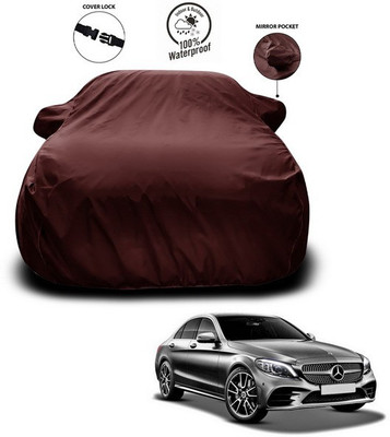 ANTHUB Car Cover For Mercedes Benz Universal For Sedan (With Mirror Pockets)(Maroon)