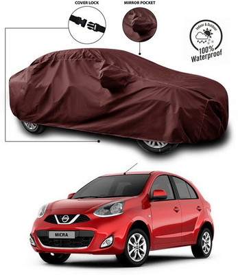 ANTHUB Car Cover For Nissan Micra (With Mirror Pockets)(Maroon)