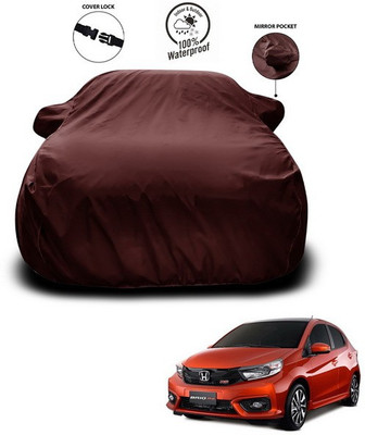 SEBONGO Car Cover For Honda Brio (With Mirror Pockets)(Maroon)