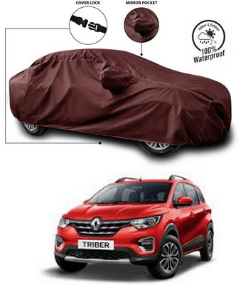 SEBONGO Car Cover For Renault Triber (With Mirror Pockets)(Maroon)