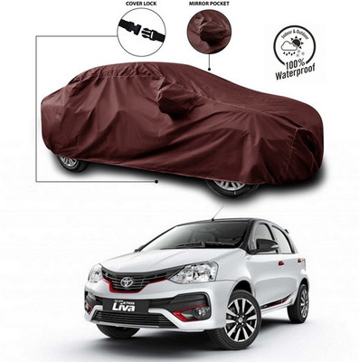ANTHUB Car Cover For Toyota Etios Liva (With Mirror Pockets)(Maroon)
