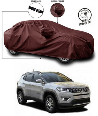 ANTHUB Car Cover For Jeep Compass (With Mirror Pockets)(Maroon)