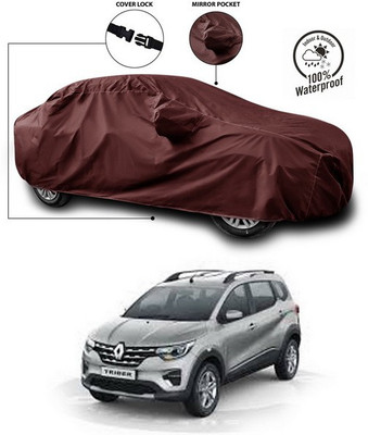 SEBONGO Car Cover For Renault Triber (With Mirror Pockets)(Maroon)