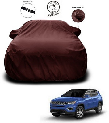 ANTHUB Car Cover For Jeep Compass (With Mirror Pockets)(Maroon)