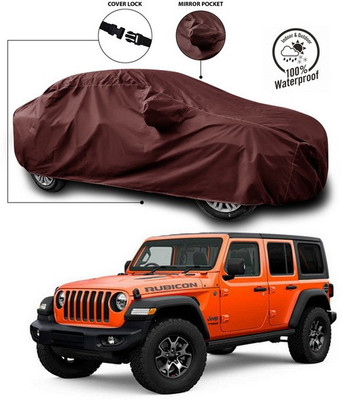 ANTHUB Car Cover For Jeep Wrangler (With Mirror Pockets)(Maroon)