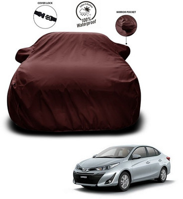 SEBONGO Car Cover For Toyota Yaris (With Mirror Pockets)(Maroon)