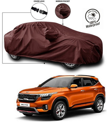 ANTHUB Car Cover For Kia SELTOS (With Mirror Pockets)(Maroon)