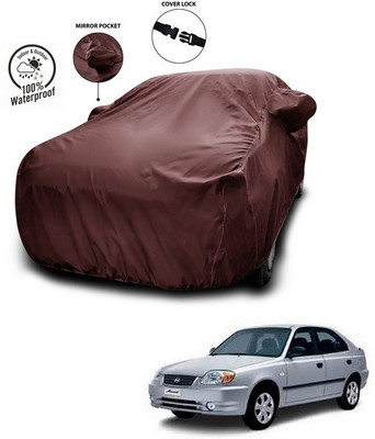 ANTHUB Car Cover For Hyundai Accent Viva (With Mirror Pockets)(Maroon)