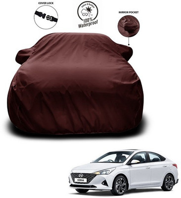 ANTHUB Car Cover For Hyundai Verna Transform (With Mirror Pockets)(Maroon)
