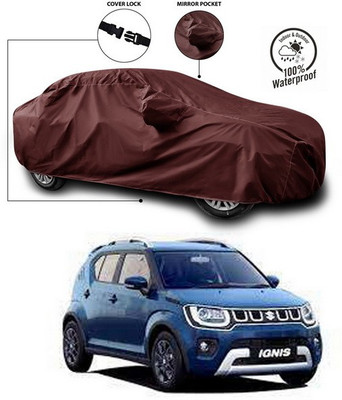 ANTHUB Car Cover For Maruti Suzuki Ignis (With Mirror Pockets)(Maroon)