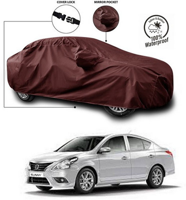 ANTHUB Car Cover For Nissan Sunny (With Mirror Pockets)(Maroon)