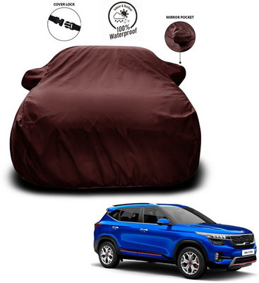 ANTHUB Car Cover For Kia SELTOS (With Mirror Pockets)(Maroon)