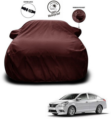 ANTHUB Car Cover For Nissan Sunny (With Mirror Pockets)(Maroon)