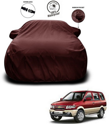 ANTHUB Car Cover For Chevrolet Tavera (With Mirror Pockets)(Maroon)