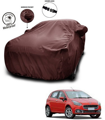 ANTHUB Car Cover For Fiat Punto Evo (With Mirror Pockets)(Maroon)
