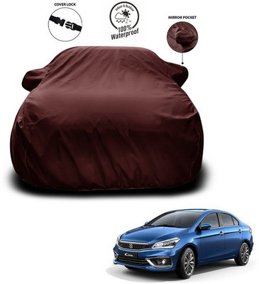 ANTHUB Car Cover For Maruti Suzuki Ciaz (With Mirror Pockets)(Maroon)