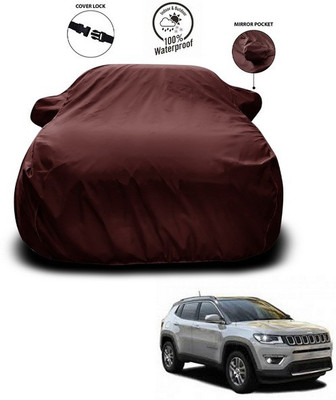 SEBONGO Car Cover For Jeep Compass (With Mirror Pockets)(Maroon)