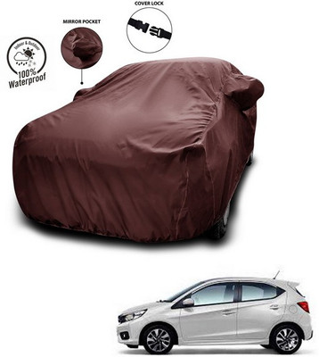 SEBONGO Car Cover For Honda Brio (With Mirror Pockets)(Maroon)