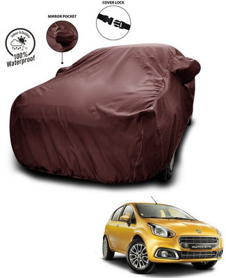 ANTHUB Car Cover For Fiat Punto Evo (With Mirror Pockets)(Maroon)