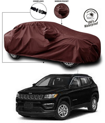 ANTHUB Car Cover For Jeep Compass (With Mirror Pockets)(Maroon)