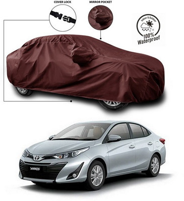 ANTHUB Car Cover For Toyota Yaris (With Mirror Pockets)(Maroon)