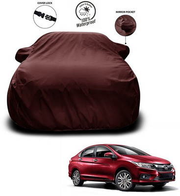 ANTHUB Car Cover For Honda City Facelift (With Mirror Pockets)(Maroon)