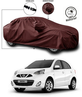 ANTHUB Car Cover For Nissan Micra Active (With Mirror Pockets)(Maroon)