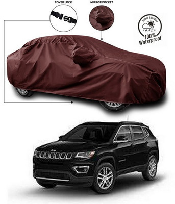 ANTHUB Car Cover For Jeep Compass (With Mirror Pockets)(Maroon)