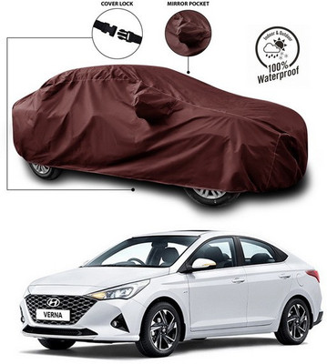 ANTHUB Car Cover For Hyundai Verna Transform (With Mirror Pockets)(Maroon)
